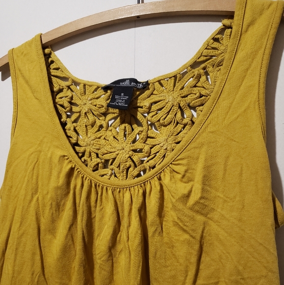 Mustard yellow sleeveless tank top, women's size S Willi Smith - Picture 4 of 8